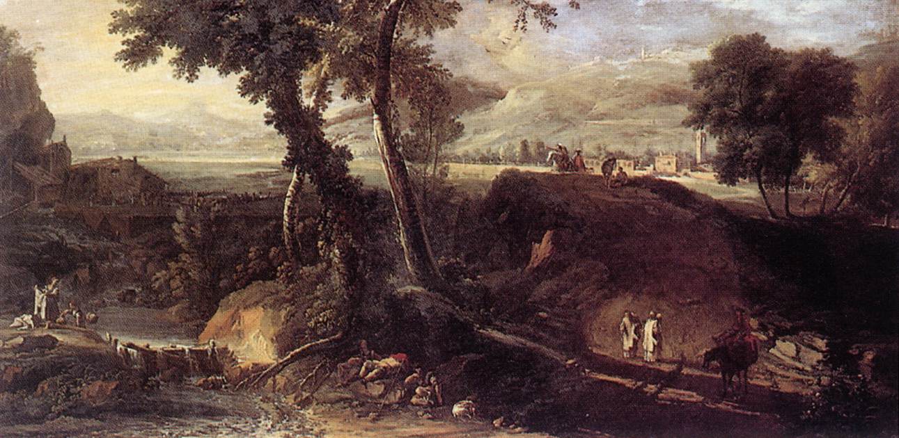 RICCI, Marco Landscape with Washerwomen fdu